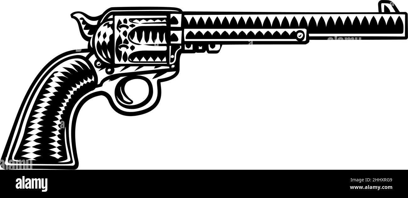 Cowboy Gun Western Pistol Old Vintage Revolver Stock Vector