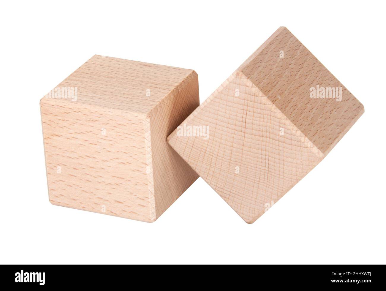 Wooden square brick cubic isolated on the white Stock Photo