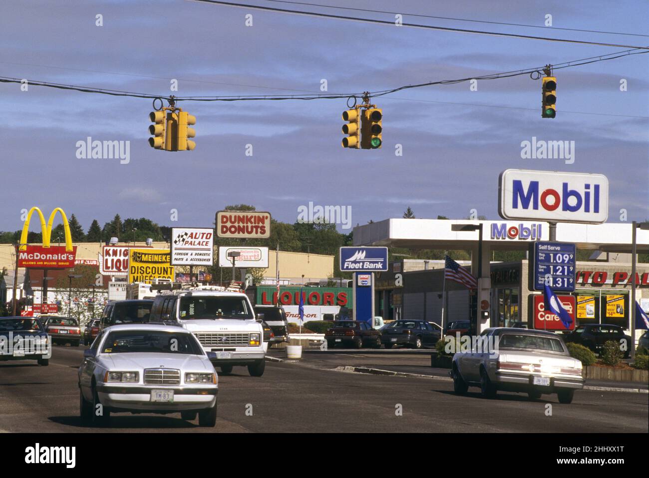 usa providence rhode island cross road gas station advertising signs