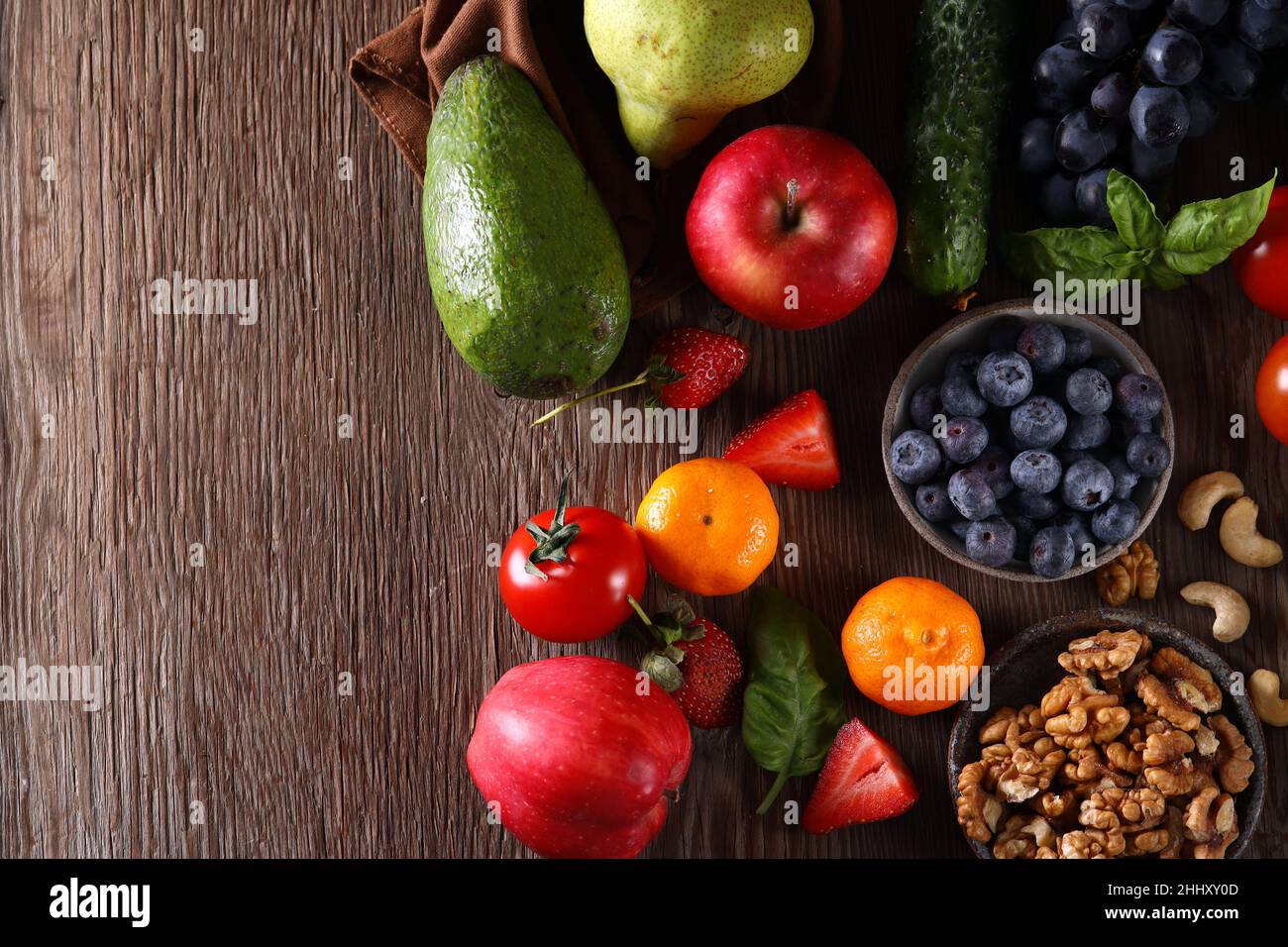 natural organic fruits and vegetables nuts for a healthy diet Stock ...