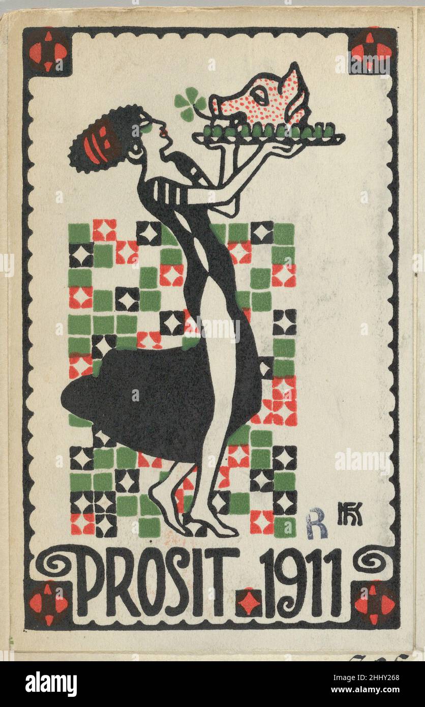 New Years Card: Cheers 1911 (Prosit) 1910 Hans Kalmsteiner Austrian. New Years Card: Cheers 1911 (Prosit)  388984 Stock Photo