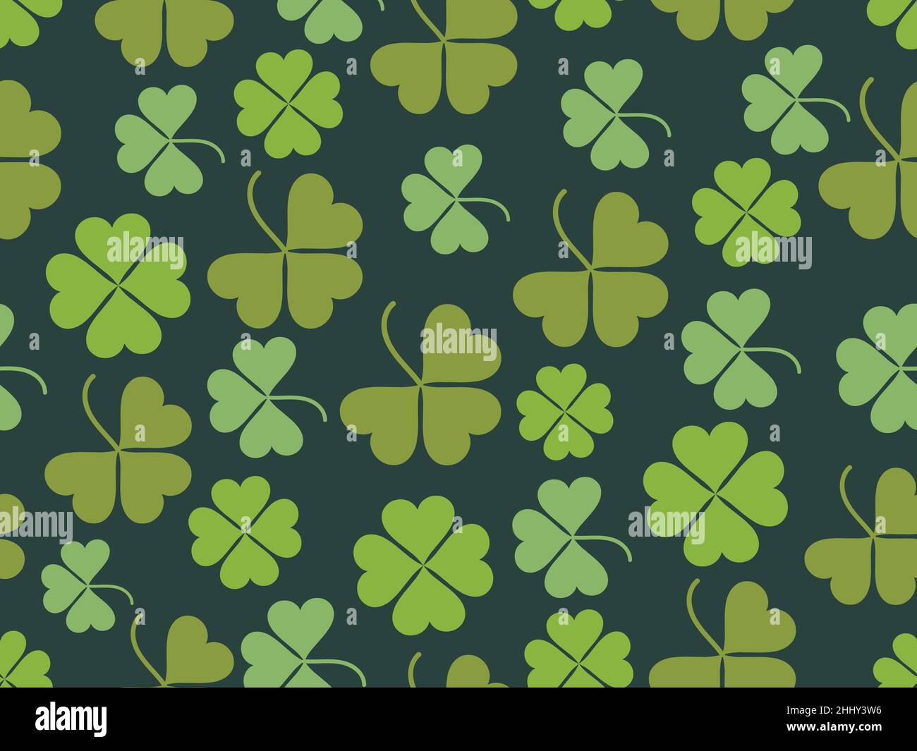 Clover leaves seamless pattern. St. Patrick's Day, Irish holiday. Background for greeting card, wrapping paper, promotional materials. Vector illustra Stock Vector