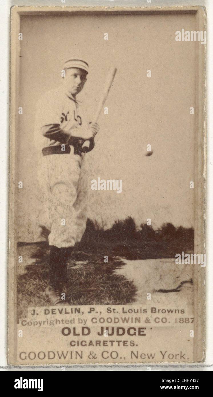 James H. 'Jim' Devlin, Pitcher, St. Louis Browns, from the Old Judge series (N172) for Old Judge Cigarettes 1887 Issued by Goodwin & Company The 'Old Judge' series of baseball cards (N172) was issued by Goodwin & Company from 1887 to 1890 to promote Old Judge Cigarettes.. James H. 'Jim' Devlin, Pitcher, St. Louis Browns, from the Old Judge series (N172) for Old Judge Cigarettes  403779 Stock Photo