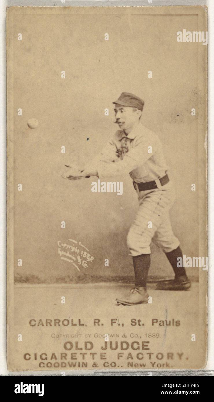 John E. 'Scrappy' Carroll, Right Field, St. Paul Apostles, from the Old Judge series (N172) for Old Judge Cigarettes 1889 Issued by Goodwin & Company The 'Old Judge' series of baseball cards (N172) was issued by Goodwin & Company from 1887 to 1890 to promote Old Judge Cigarettes.. John E. 'Scrappy' Carroll, Right Field, St. Paul Apostles, from the Old Judge series (N172) for Old Judge Cigarettes  404420 Stock Photo