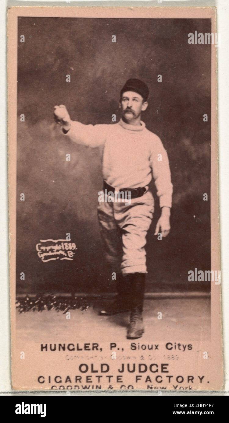 Al C. Hungler, Pitcher, Sioux City Corn Huskers, from the Old Judge series (N172) for Old Judge Cigarettes 1889 Issued by Goodwin & Company The 'Old Judge' series of baseball cards (N172) was issued by Goodwin & Company from 1887 to 1890 to promote Old Judge Cigarettes.. Al C. Hungler, Pitcher, Sioux City Corn Huskers, from the Old Judge series (N172) for Old Judge Cigarettes  404600 Stock Photo