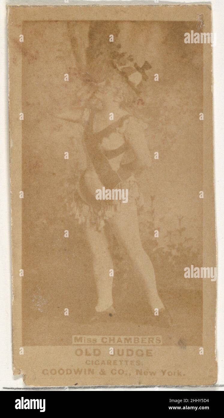 Miss Chambers, from the Actors and Actresses series (N171) for Old Judge Cigarettes 1886–90 Issued by Goodwin & Company The 'Actors and Actresses' series of trade cards (N171) was issued by Goodwin & Company from ca. 1886-90 to promote Old Judge, Gypsy Queen, and Temple Bar Cigarettes.. Miss Chambers, from the Actors and Actresses series (N171) for Old Judge Cigarettes  405265 Stock Photo