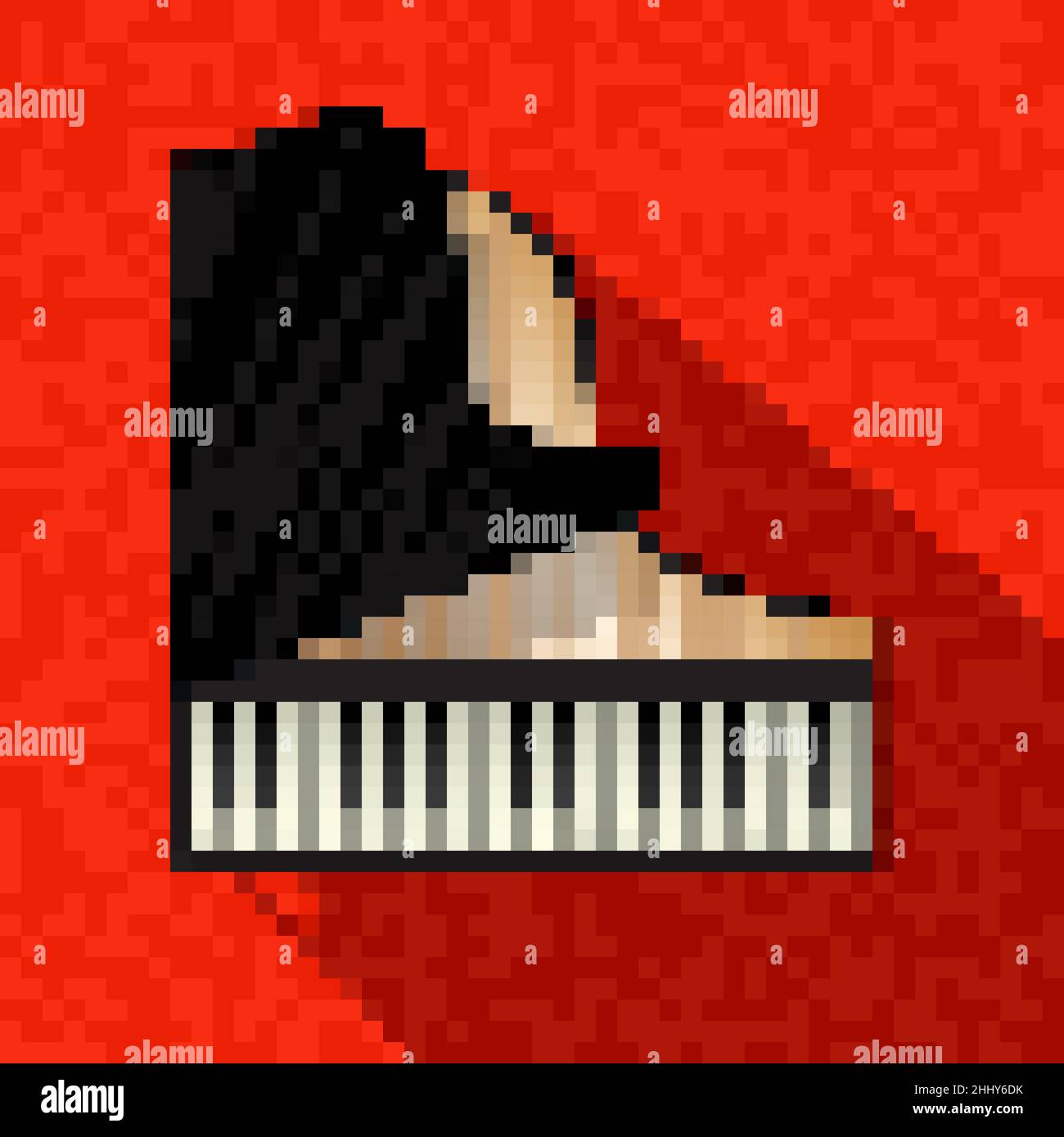 pixel arte ilustração piano. pixelizada piano. piano música ícone