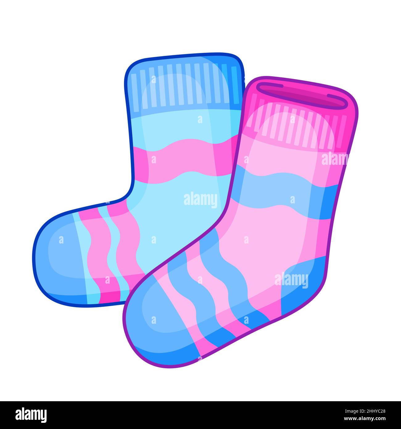 Vector icon winter socks. Funny sticker element Stock Vector