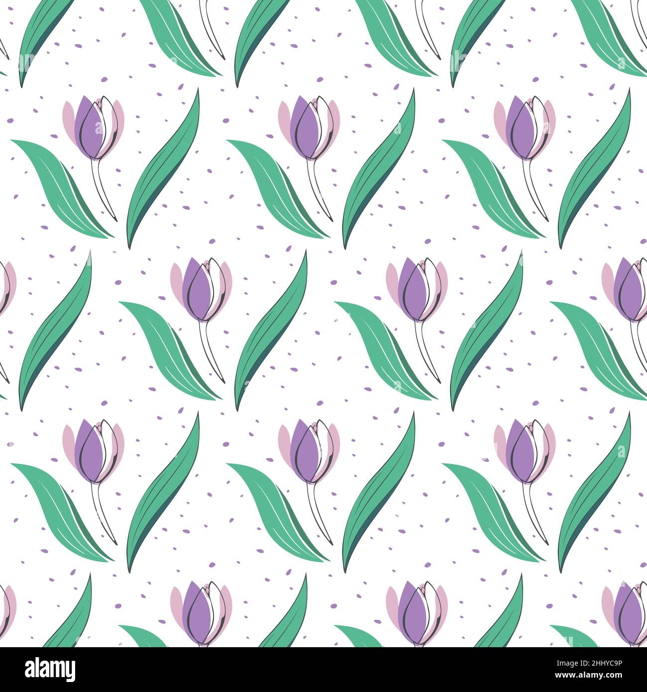 Spring floral seamless pattern. Tulip flower cute festive background ...