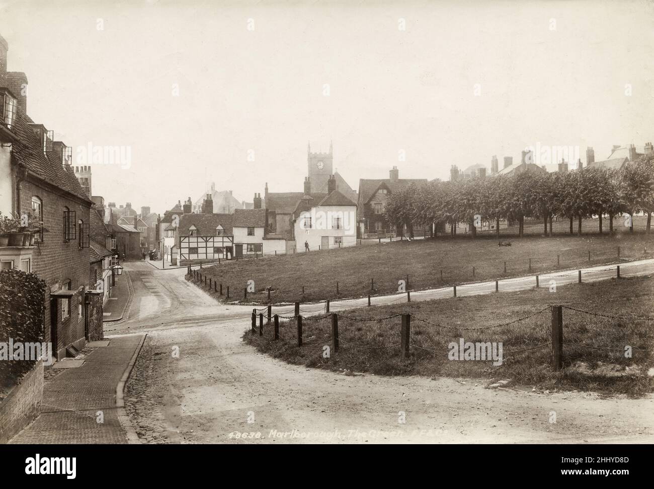 Vintage photograph, late 19th, early 20th century, view of The Green, Marlborough, Wiltshire Stock Photo