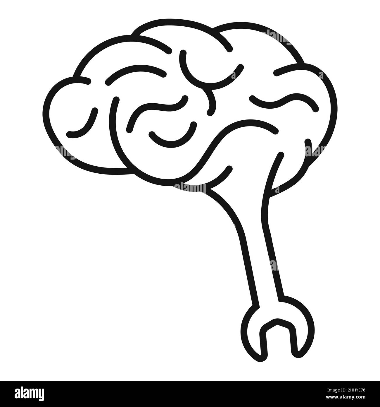 Human brain with wrench psychology, concept work psychologist, psychotherapist Stock Vector