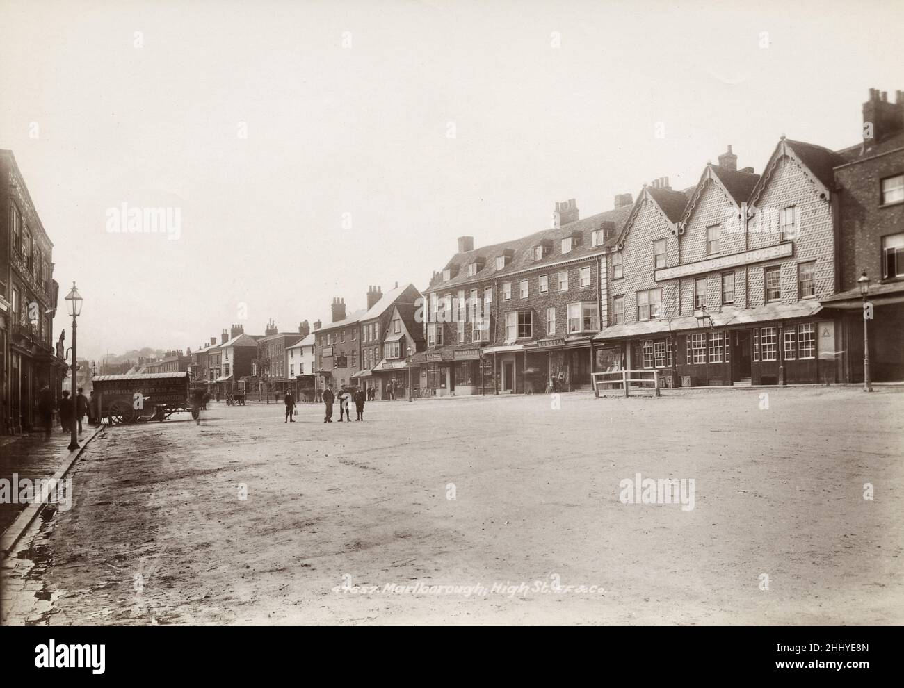 Vintage photograph, late 19th, early 20th century, view of High Street, Marlborough, Wiltshire Stock Photo