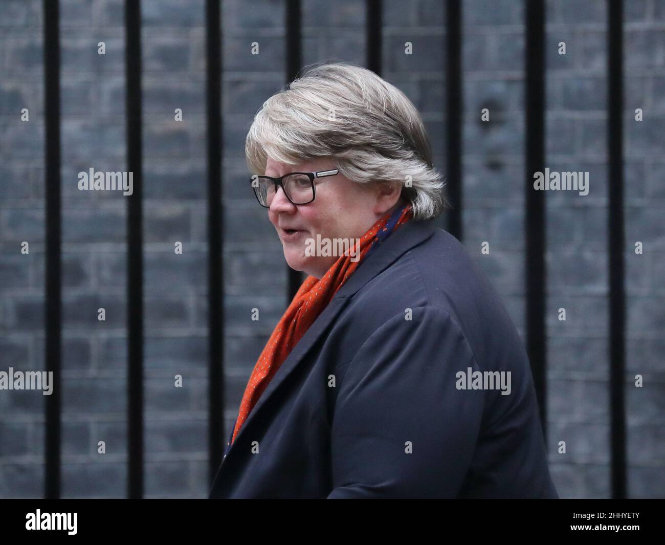 London, UK, 25th January 2022. Works and Pension Secretary Therese Coffey arrives for the weekly Cabinet Meeting at No 10 Downing Street. Stock Photo