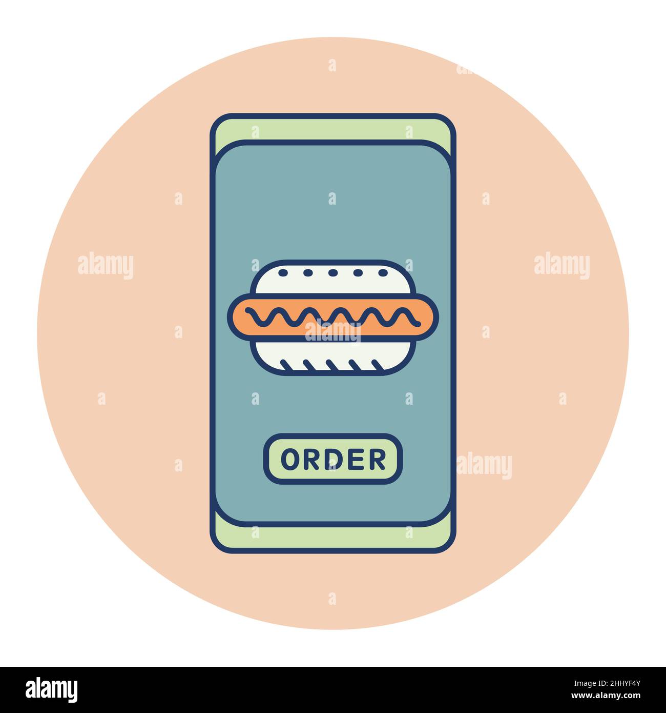 Fast food delivery service flat vector icon. Hot dog symbol. Mobile app