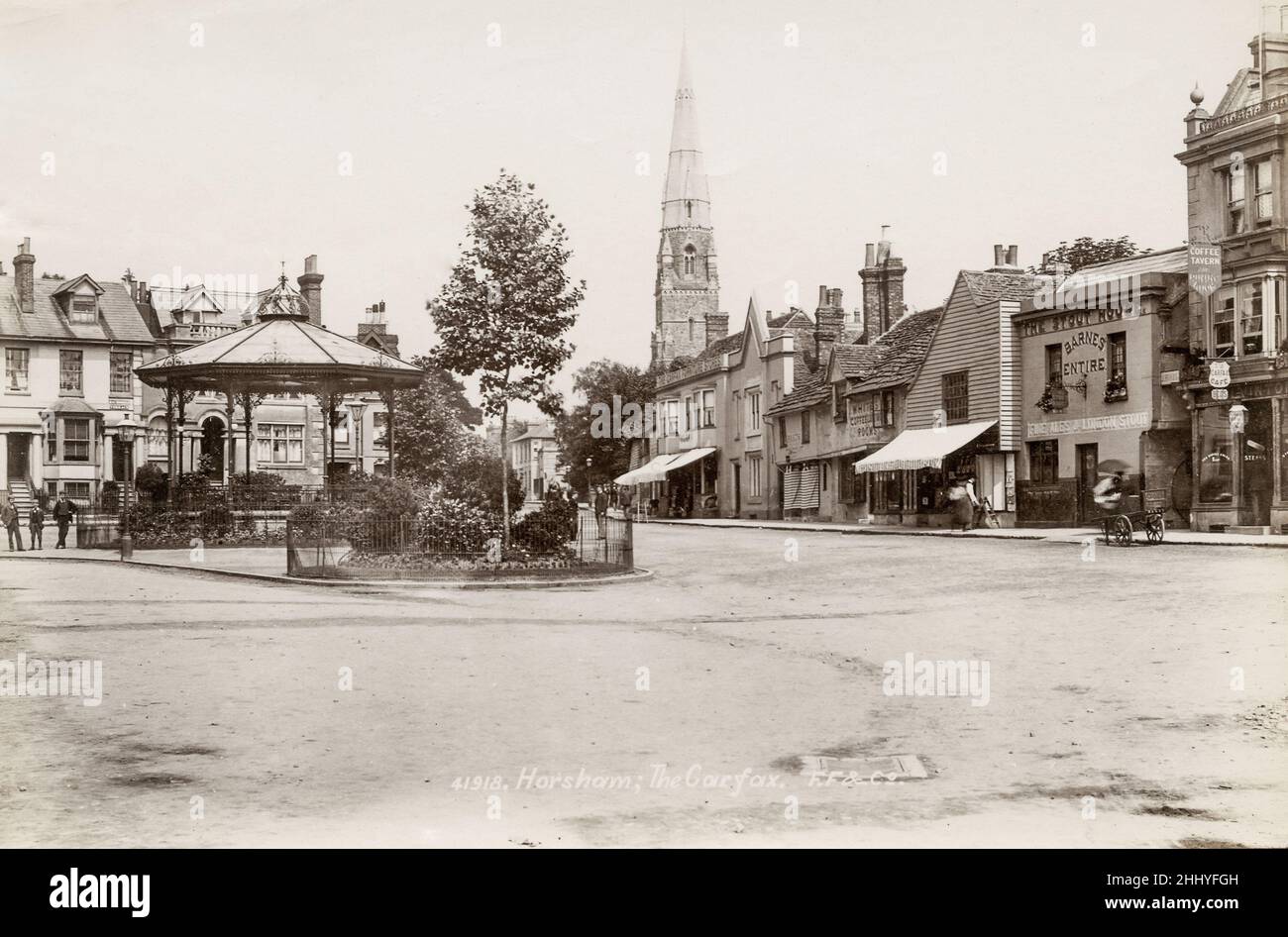 Vintage photograph, late 19th, early 20th century, view of The Carfax, Horsham, Surrey Stock Photo