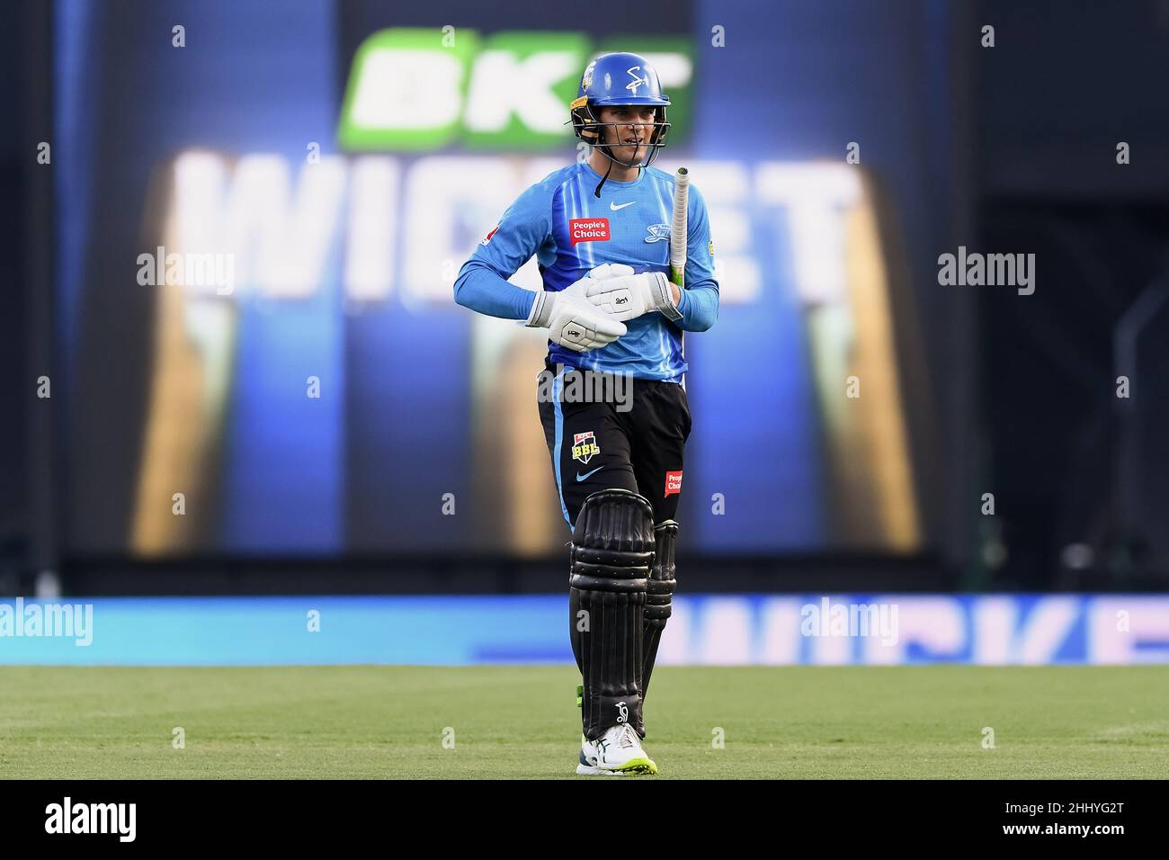 Sydney, Australia, 26 January, 2022. Fawad Ahmed of the Strikers walks off after being given out during the Big Bash League Challenger cricket match between Sydney Sixers and Adelaide Strikers at The Sydney Cricket Ground on January 26, 2022 in Sydney, Australia. Credit: Steven Markham/Speed Media/Alamy Live News Stock Photo