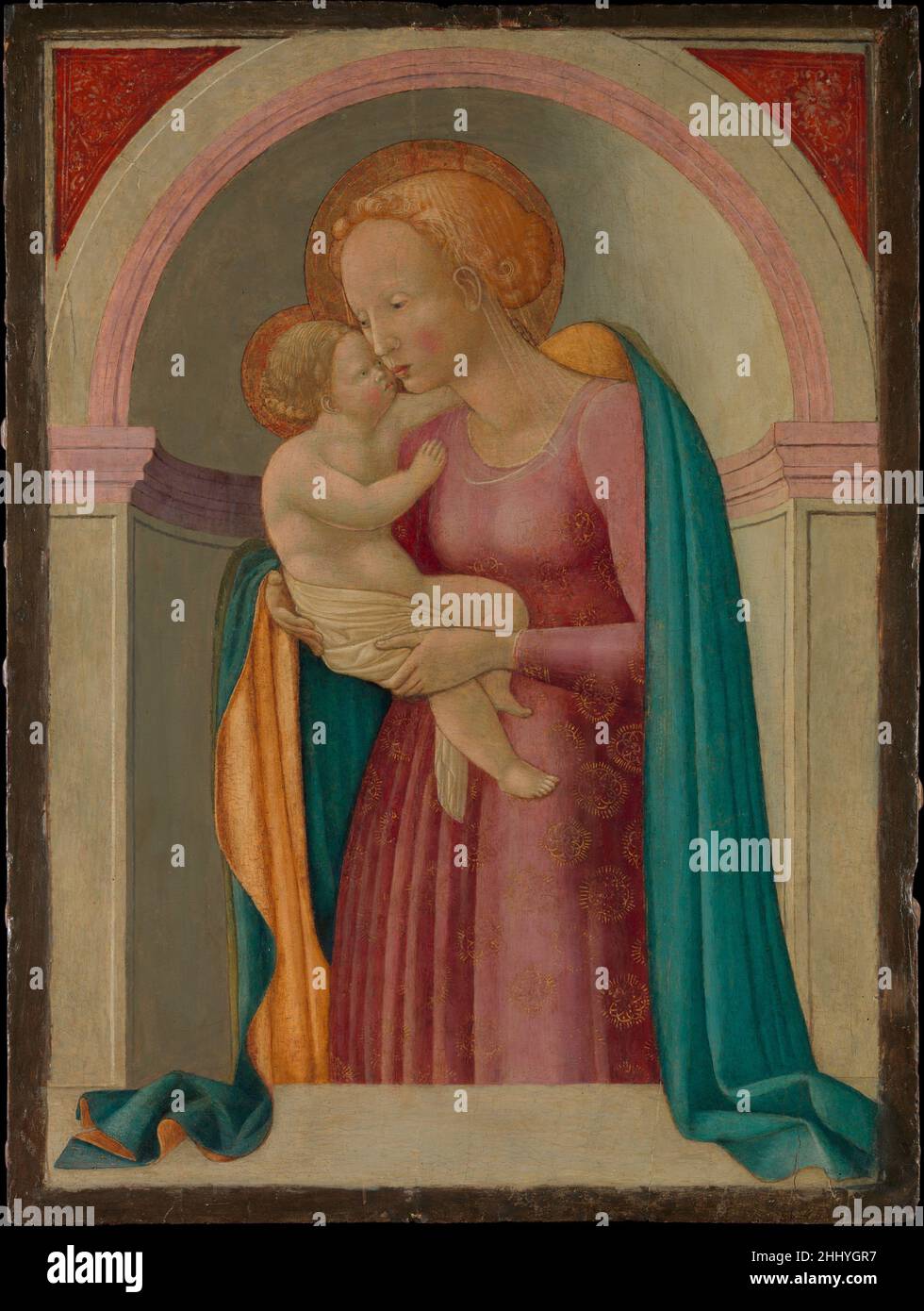 Madonna and Child Master of the Lanckoronski Annunciation Italian The author of this damaged but elegant picture derives his name from a picture in the Museum of Fine Arts, San Francisco. He was much influenced by Fra Angelico, Domenico Veneziano, and the sculptor Lorenzo Ghiberti.. Madonna and Child  437011 Stock Photo