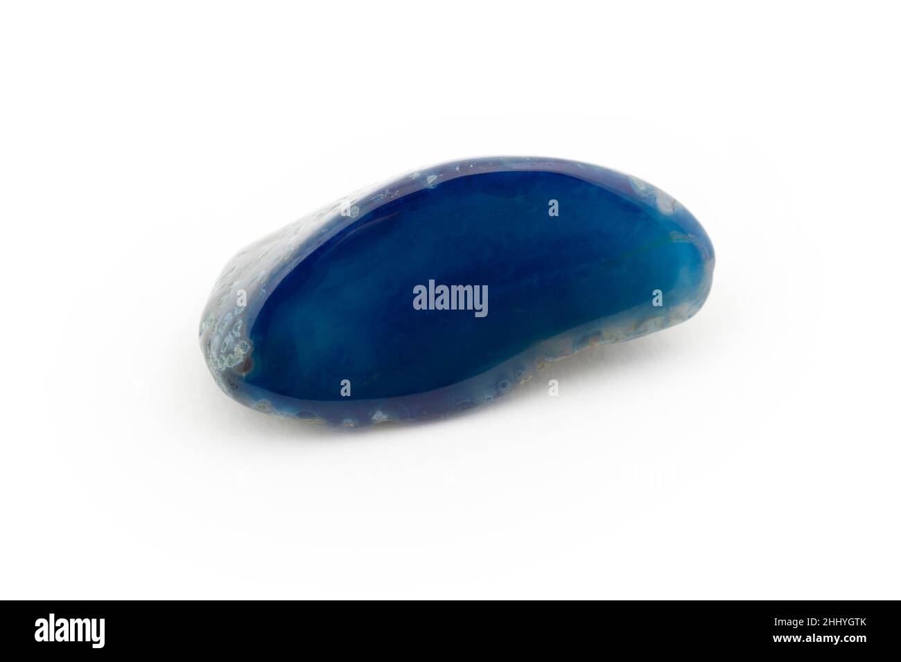blue agate stone on white background Stock Photo - Alamy