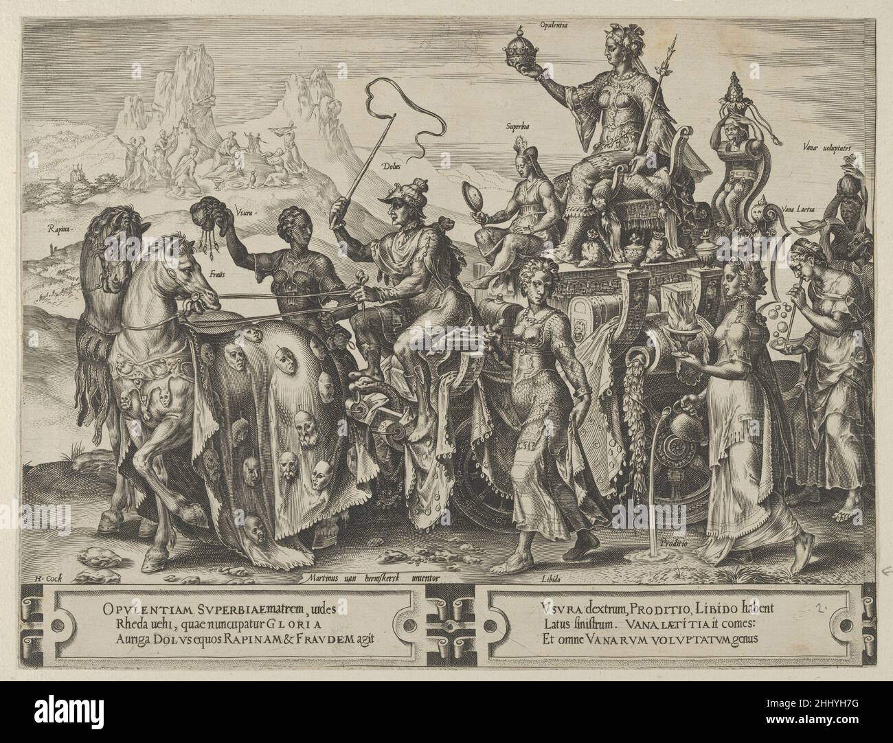 The Triumph of the Riches, from The Cycle of the Vicissitudes of Human Affairs, plate 2 1564 Cornelis Cort Netherlandish. The Triumph of the Riches, from The Cycle of the Vicissitudes of Human Affairs, plate 2  630104 Stock Photo