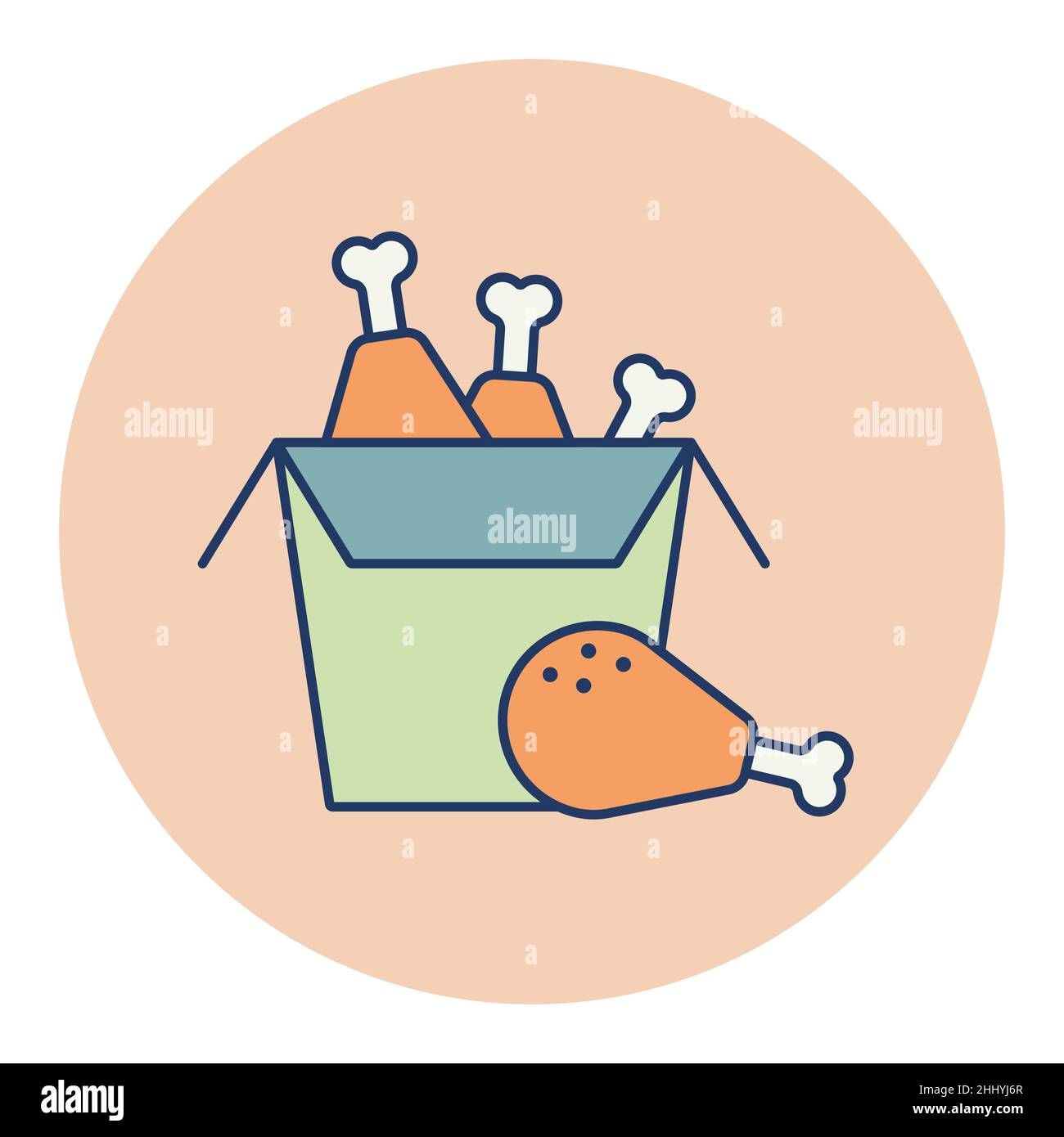 Fried chicken in the box vector flat icon. Delivery sign. Graph symbol ...