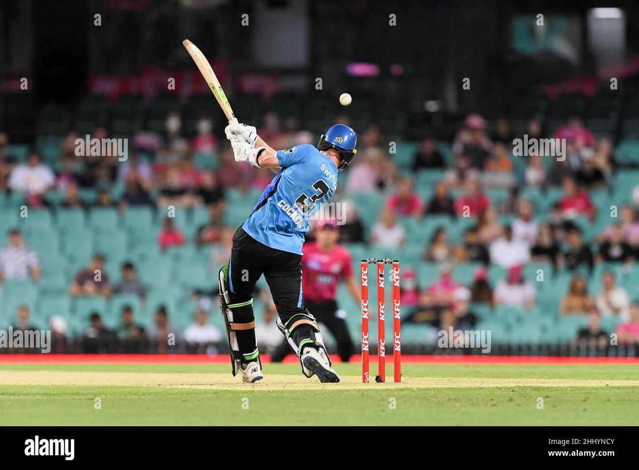 Sydney, Australia, 26 January, 2022. Thomas Kelly of the Strikers bats during the Big Bash League Challenger cricket match between Sydney Sixers and Adelaide Strikers at The Sydney Cricket Ground on January 26, 2022 in Sydney, Australia. Credit: Steven Markham/Speed Media/Alamy Live News Stock Photo