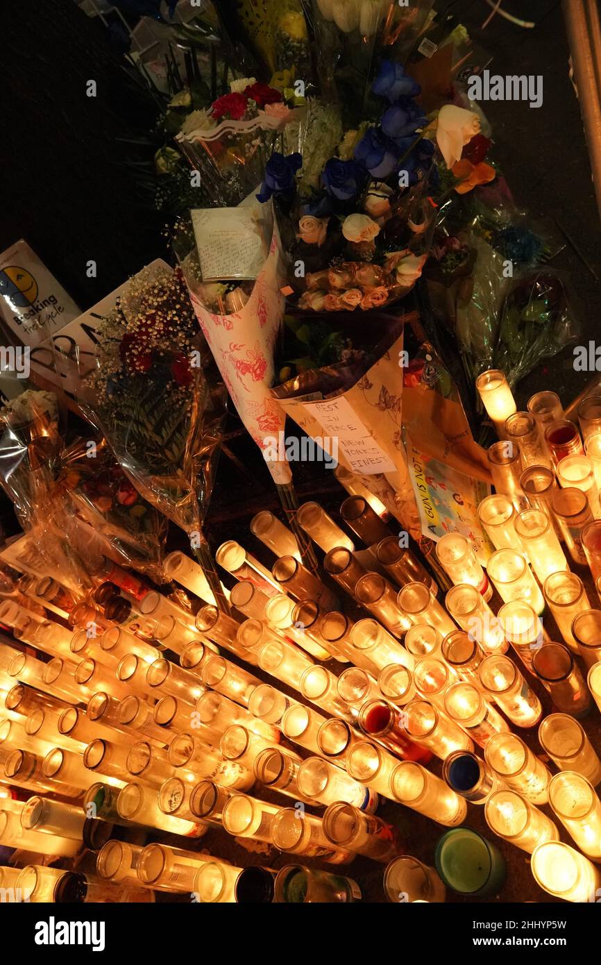 New York USA 24th Jan 2022 A Makeshift Memorial Is Pictured Outside