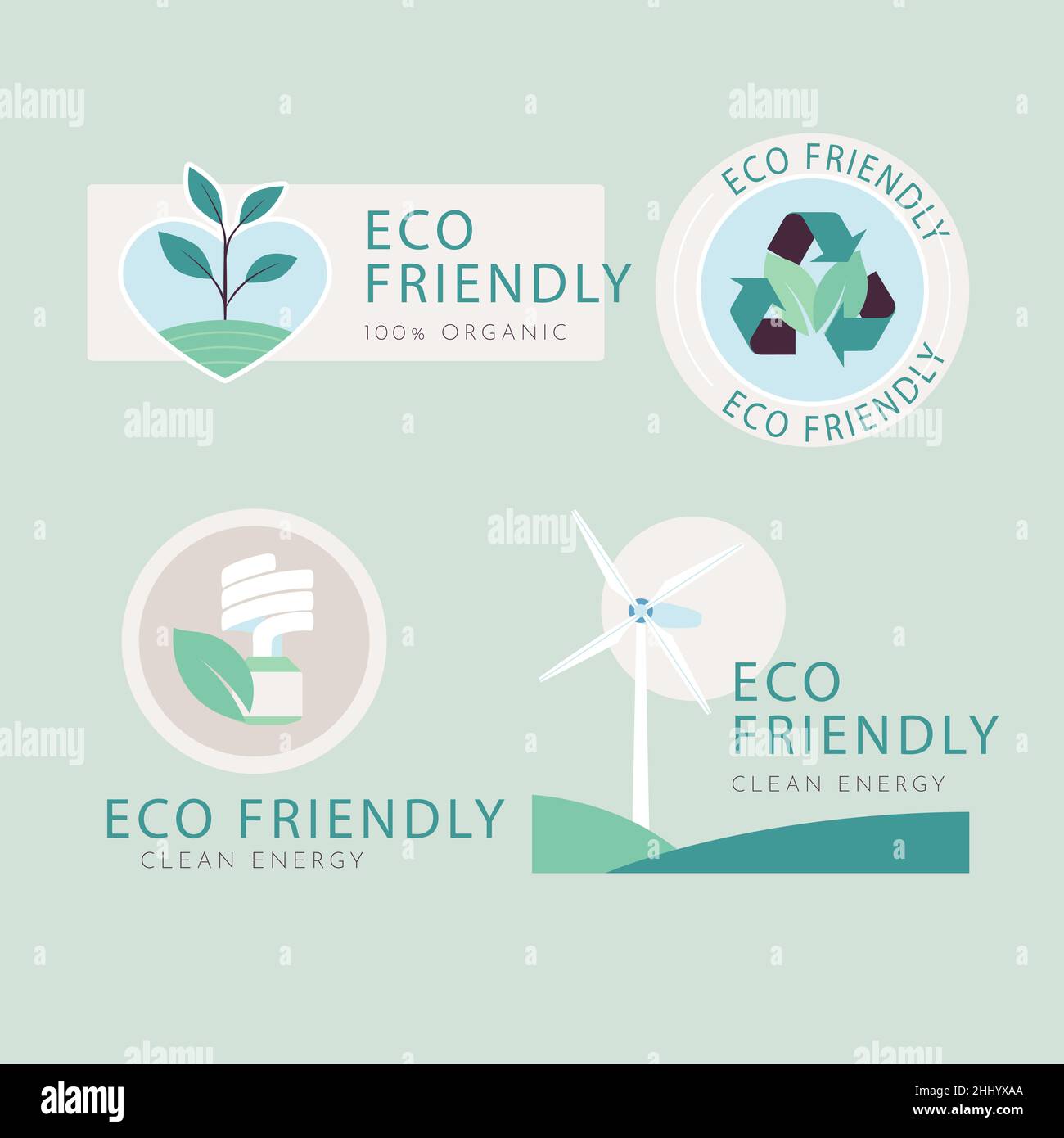 Flat design eco friendly labels Vector illustration Stock Vector Image ...
