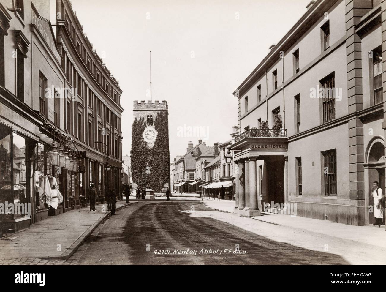 Vintage photograph, late 19th, early 20th century, view of Newton Abbot, Devon Stock Photo