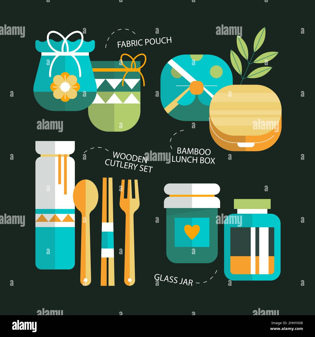 Flat design zero waste set Vector illustration Stock Vector Image & Art ...