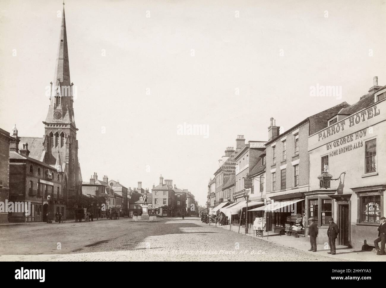 Vintage photograph, late 19th, early 20th century, view of Market Place, St Ives, Cornwall Stock Photo