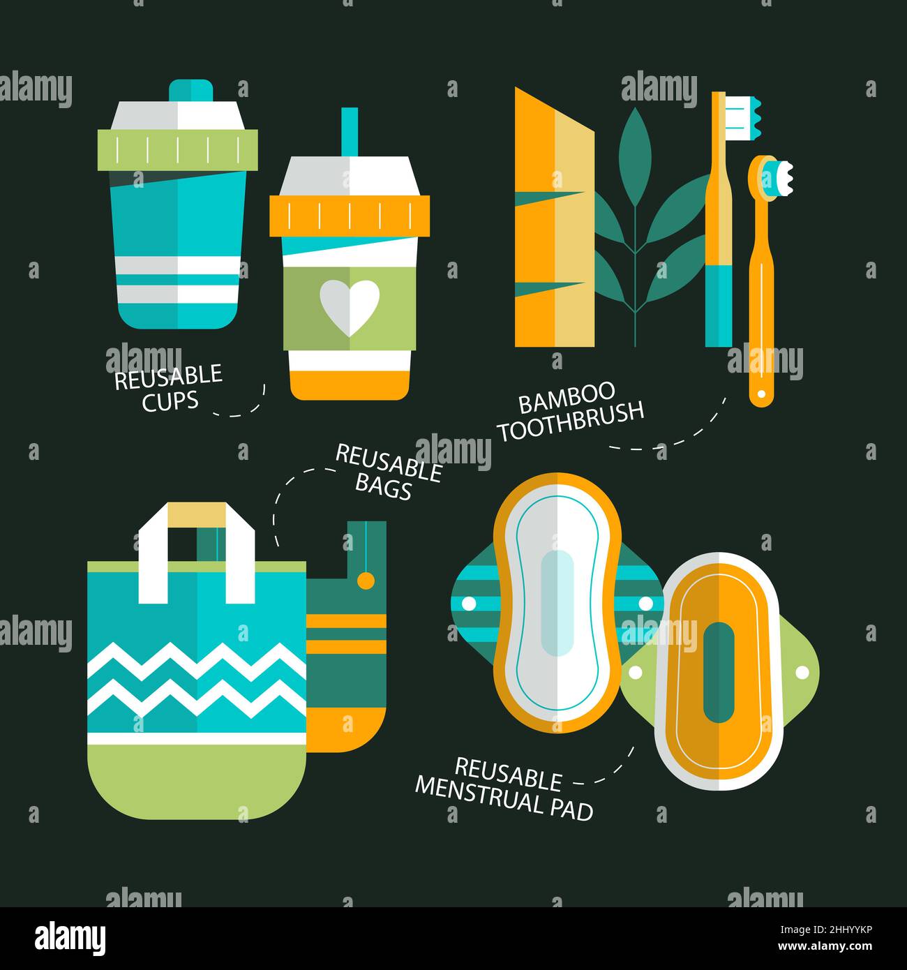 Flat design zero waste set Vector illustration Stock Vector Image & Art ...