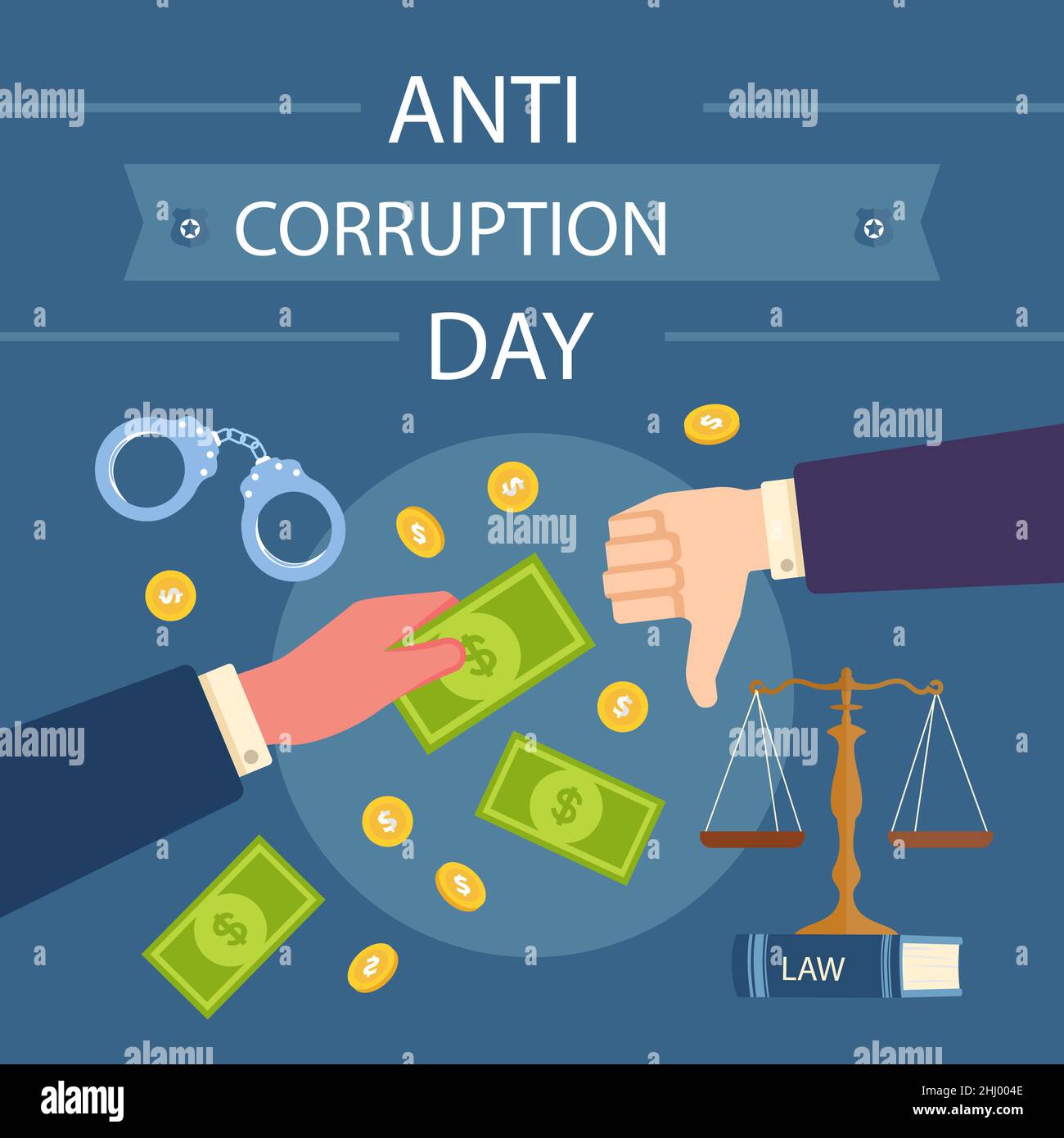 Flat anti corruption day illustration Vector illustration. Stock Vector