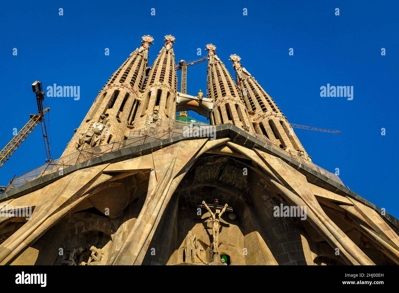 Passion façade of the Sagrada Familia basilica on an afternoon in 2010 (Barcelona, Catalonia, Spain) ESP: Fachada de la Pasión de la Sagrada Familia Stock Photo