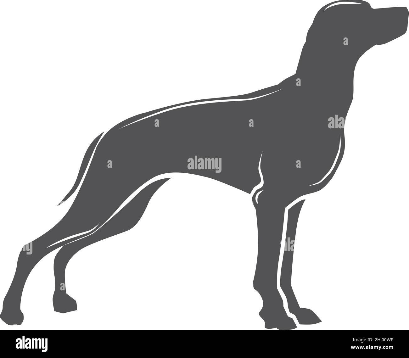 Black dog silhouette. Standing hound icon. Pet logo Stock Vector