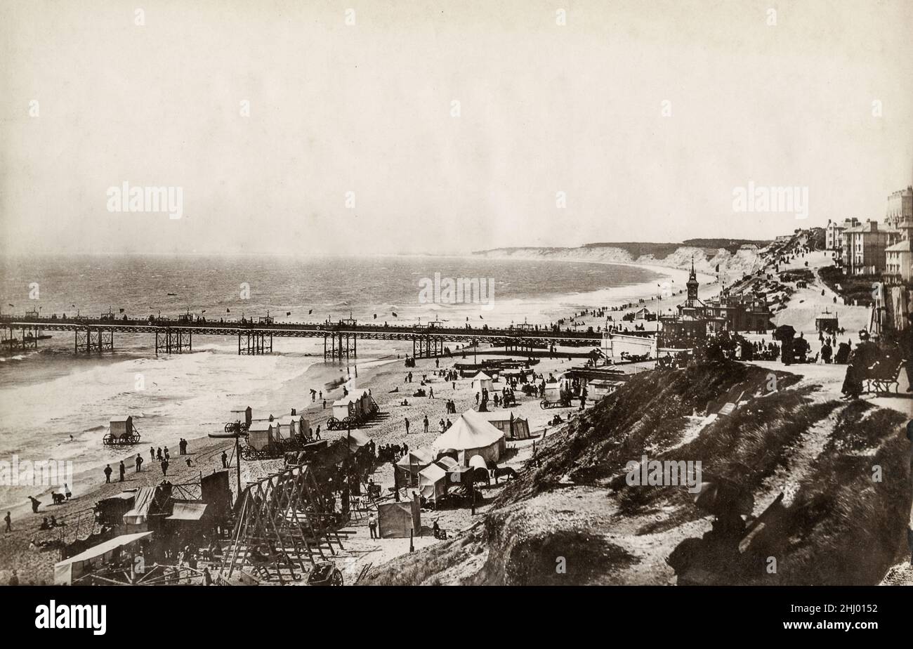 Vintage photograph, late 19th, early 20th century, view of Bournemouth from East Cliff, Bournemouth Stock Photo