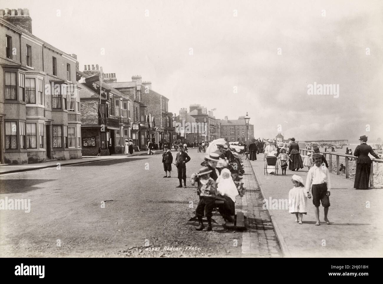Vintage photograph, late 19th, early 20th century, view of Redcar, Yorkshire Stock Photo