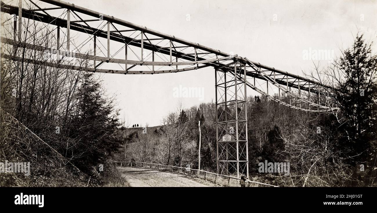 Vintage photograph, late 19th century, view of Wissahickon aqueduct, Philadelphia, USA Stock Photo
