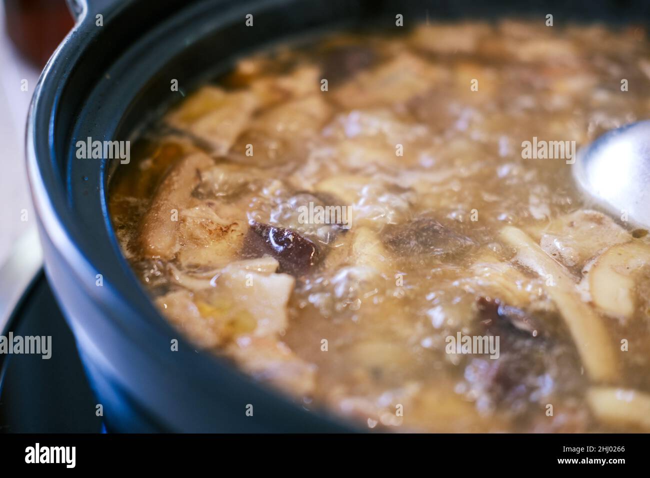 Mushroom soup in a casserole Stock Photo - Alamy