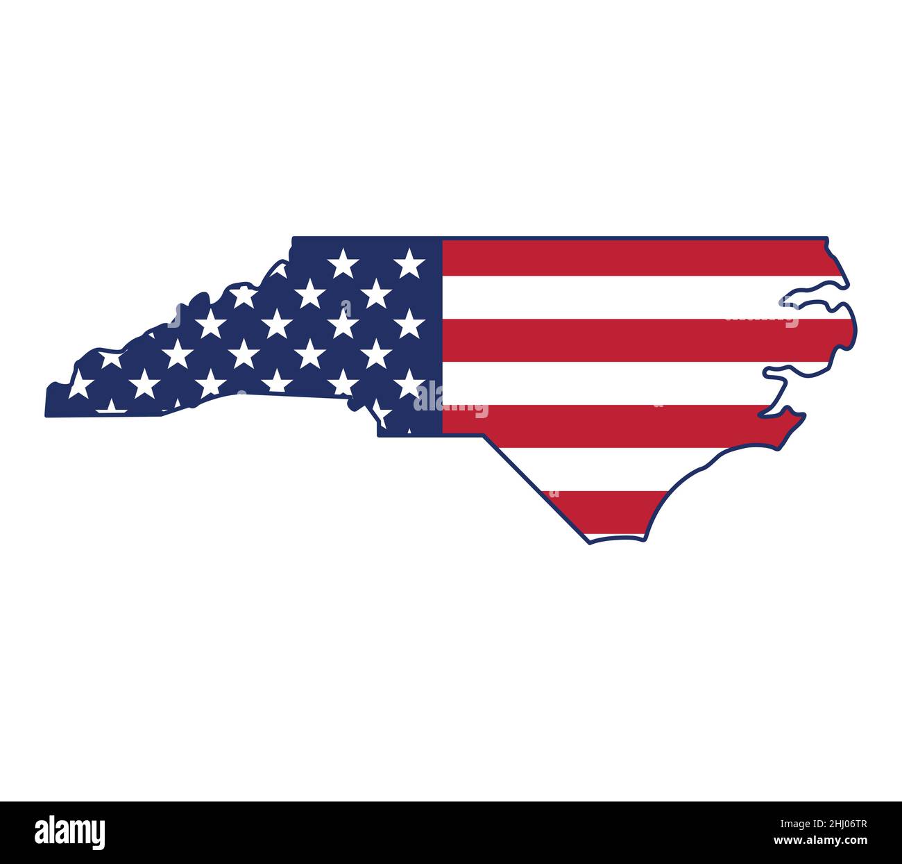 north carolina state shape map outline with usa flag simplified icon vector  isolated on white background Stock Vector Image & Art - Alamy