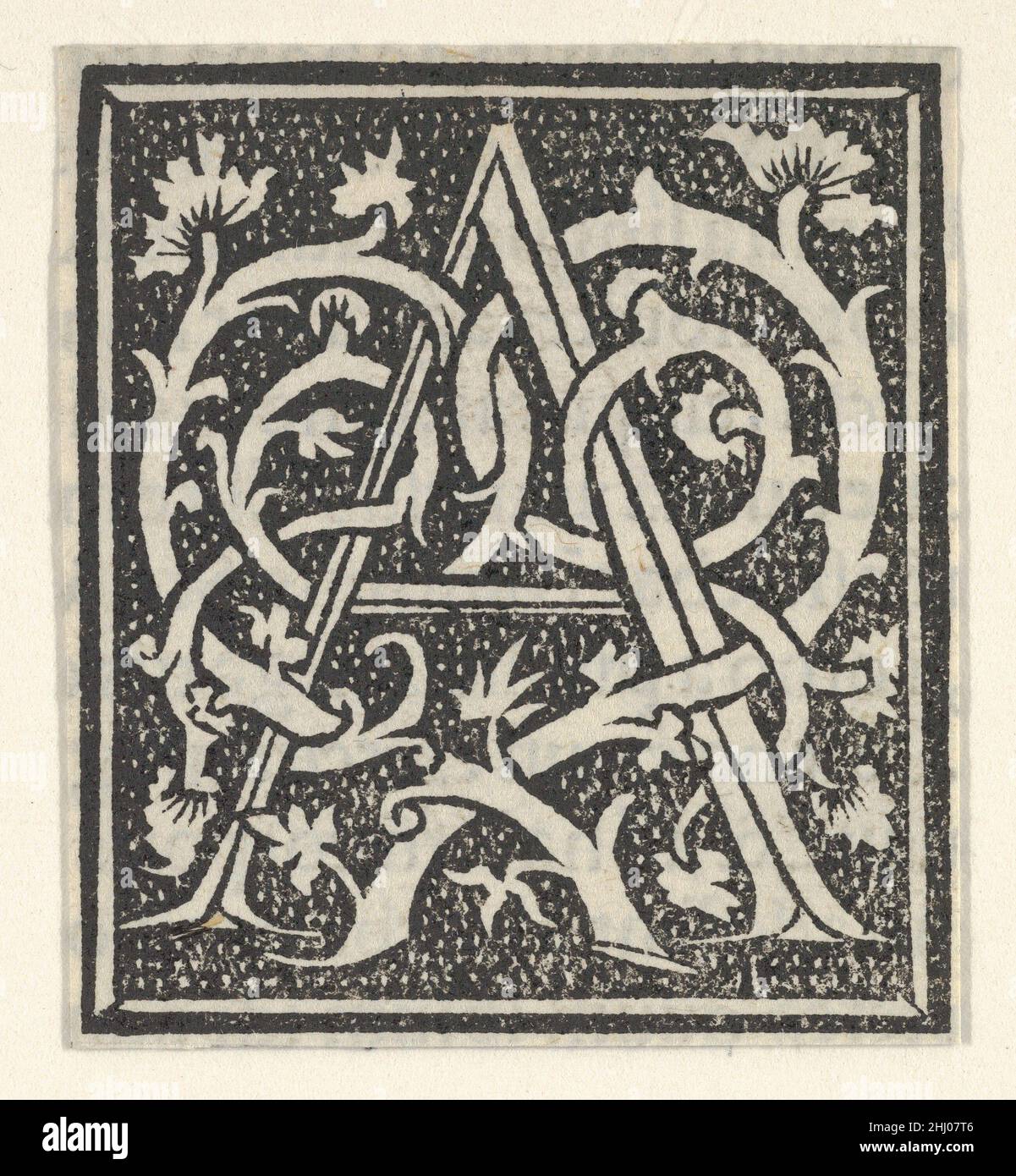 Initial letter A on patterned background 1520 Anonymous, Italian, 16th century. Initial letter A on patterned background  700384 Stock Photo