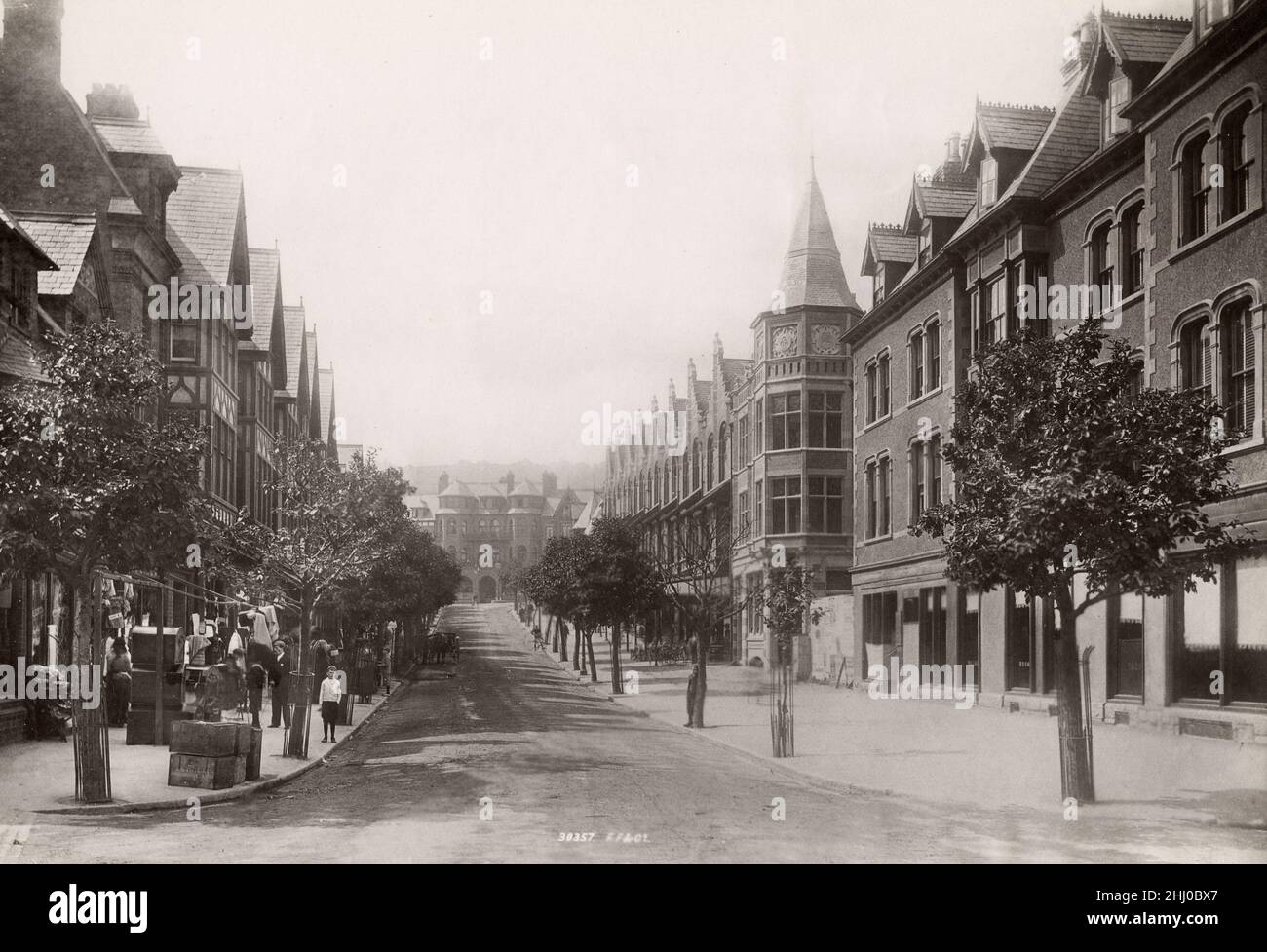 Vintage photograph, late 19th, early 20th century, view of 1892 - Station Road, Colwyn Bay, North Wales Stock Photo