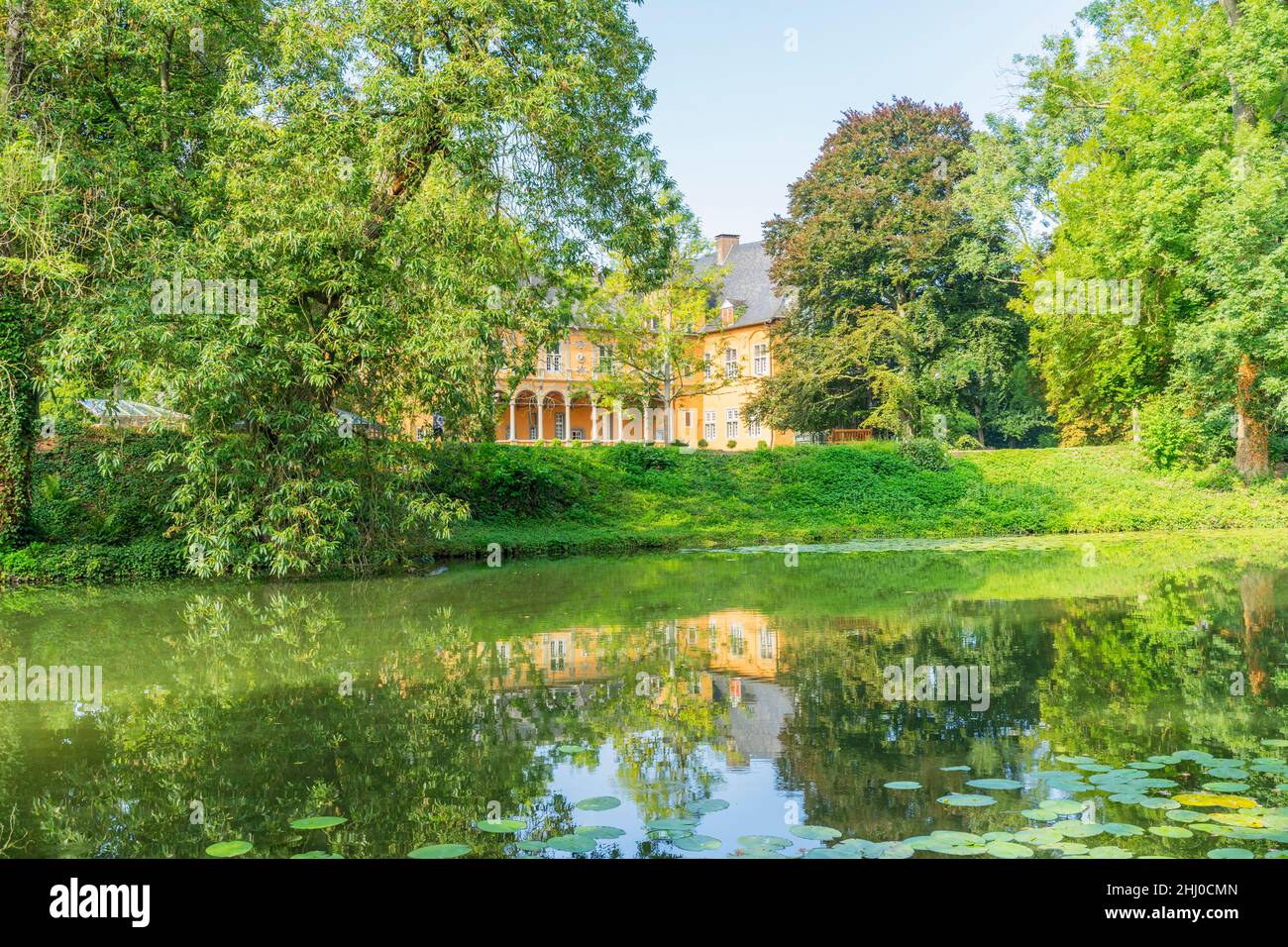 Castle Rheydt - View from Moat to Manor House , Germany, Moenchengladbach 01.09.2017 Stock Photo