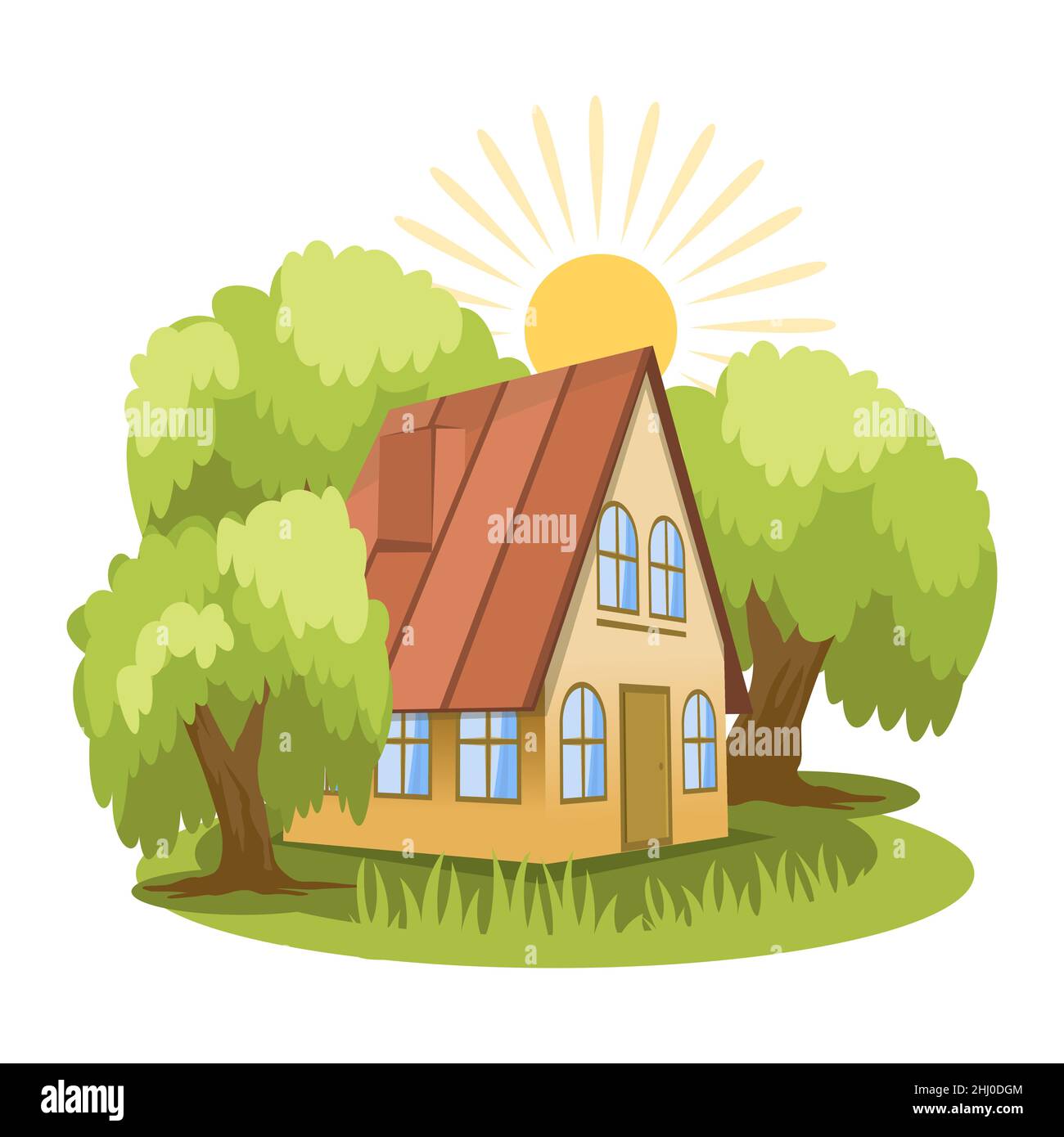Summer landscape. House surrounded by trees Stock Vector Image & Art ...