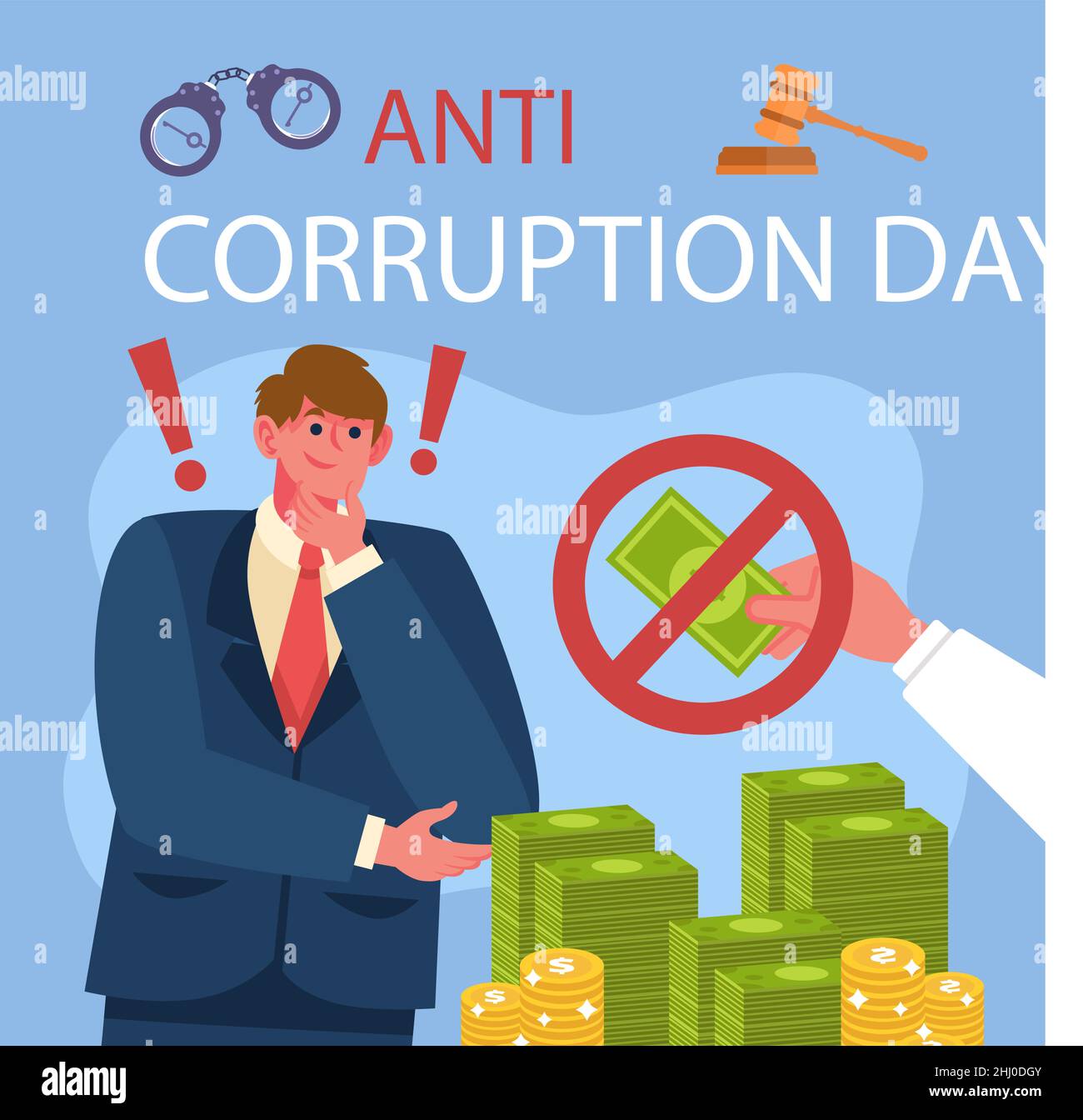 Flat anti corruption day illustration Vector illustration. Stock Vector