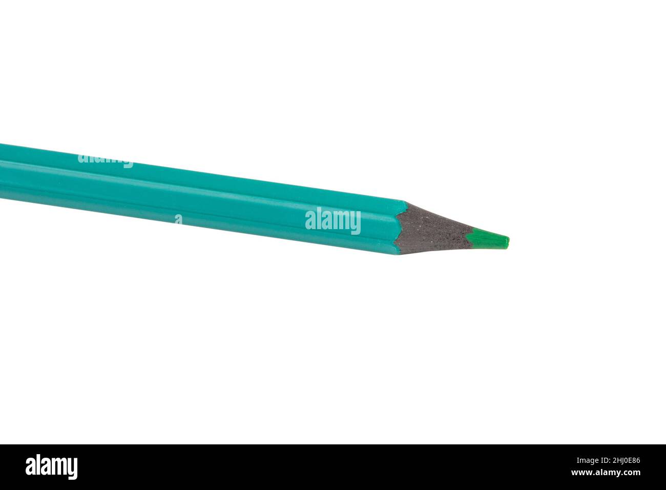 Green color pencil for art isolated on the white Stock Photo - Alamy