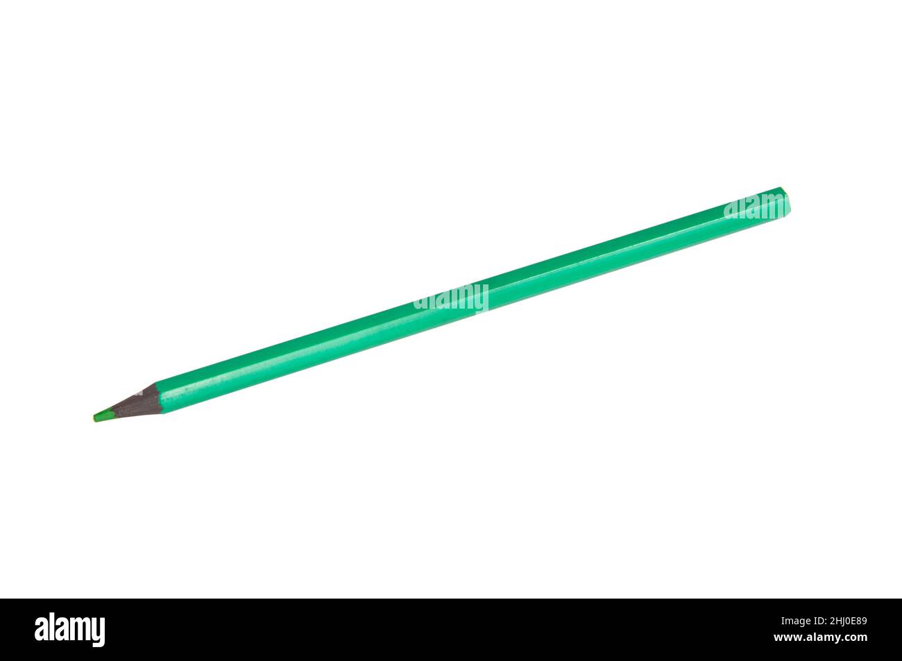 Green color pencil for art isolated on the white Stock Photo - Alamy