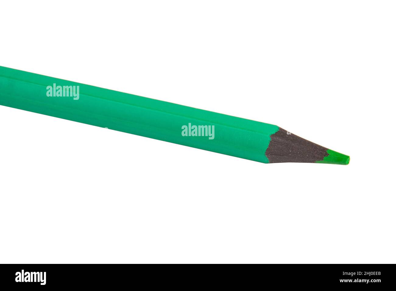 Green color pencil for art isolated on the white Stock Photo - Alamy