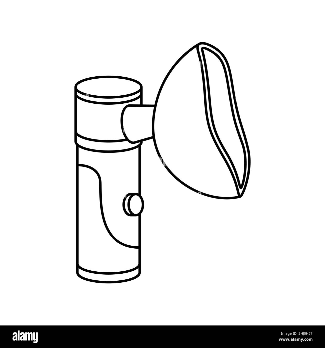 Vector illustration of an inter-nebulizer. A medical device for the treatment of lungs. Outline Stock Vector