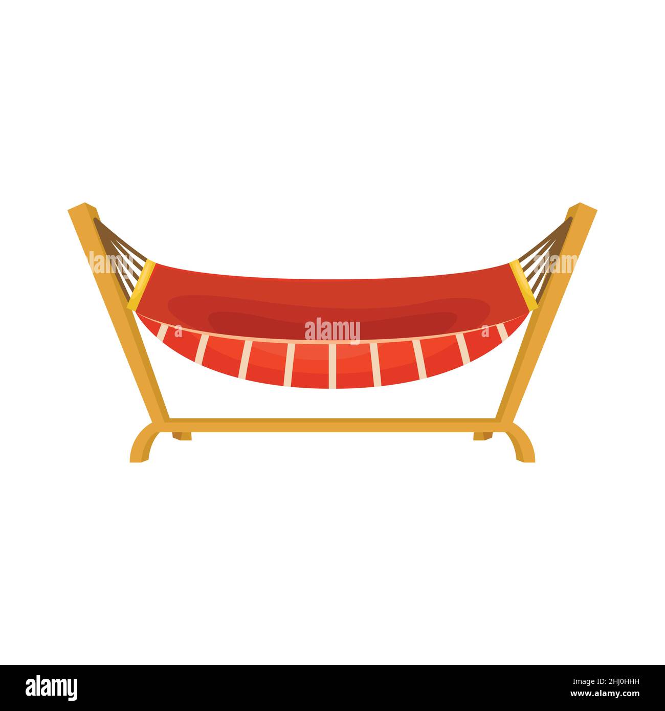 Vector illustration of a hammock on a wooden stand. Stock Vector