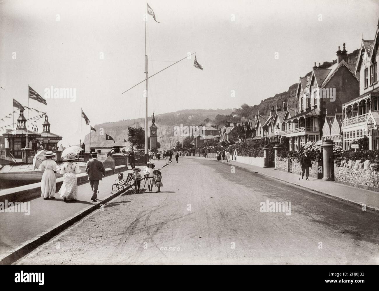 Vintage photograph, late 19th, early 20th century, view of 1908 - Shanklin Parade, Isle of Wight Stock Photo